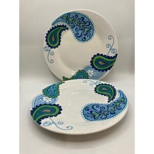 Royal Norfolk‎ Set of 2 Dinner Plates, Paisley Design 10.5" Diameter